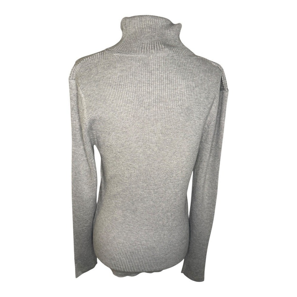 Carmen Marc Valvo Women's Ribbed Turtleneck Sweater Mist Grey Heather Medium NWT - Picture 4 of 8